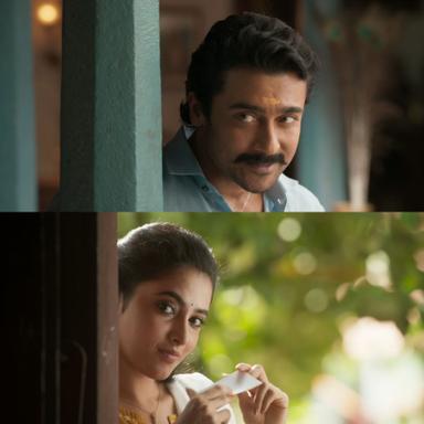 Etharkkum Thunindhavan meme template with Kannabiran (Suriya) with Aadhini (Priyanka Arul Mohan)