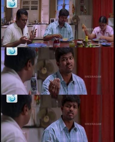 Ghilli meme template with Saravanavelu (Vijay) with Muthupandi (Prakash Raj)