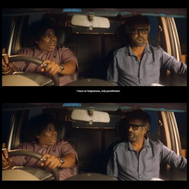 Jailer meme template with Muthuvel "Tiger" Pandian (Rajinikanth) with Vimal (Yogi Babu)