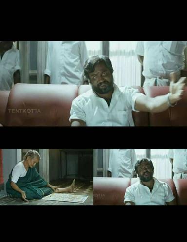 Jigarthanda meme template with "Assault" Sethu (Bobby Simha)