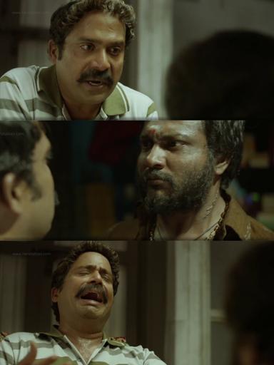 Jigarthanda meme template with "Assault" Sethu (Bobby Simha) with Muthu (Guru Somasundaram)