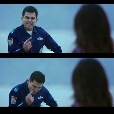 Kaatru Veliyidai meme template with Varun (Karthi) with Dr. Leela (Aditi Rao Hydari)