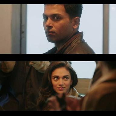 Kaatru Veliyidai meme template with Varun (Karthi) with Dr. Leela (Aditi Rao Hydari)