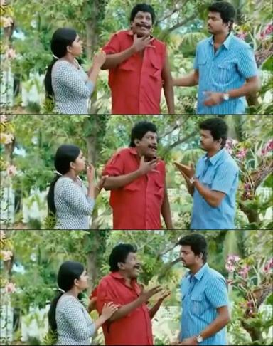 Kaavalan meme template with Ammavasai (Vadivelu) with Bhoominathan (Vijay)