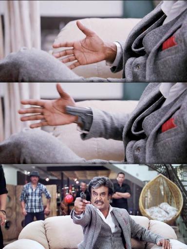 Kabali meme template with 'Kabali' Kabaliswaran (Rajinikanth)