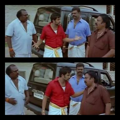 Kalakalappu meme template with Vettupuli (Santhanam) with Thimeengalam (Thalapathi Dinesh)