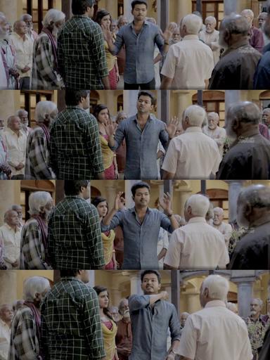 Kaththi meme template with Kathiresan / Jeevanandham (Vijay)