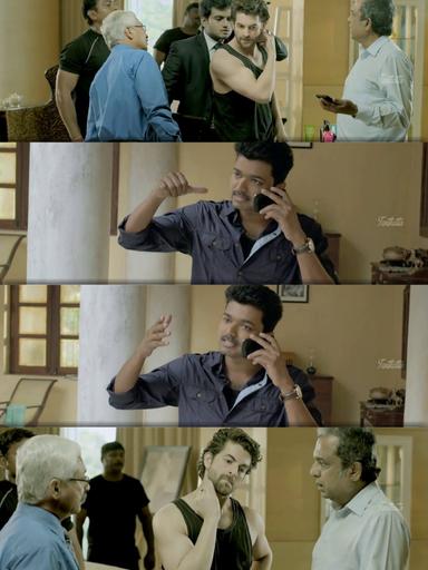 Kaththi meme template with Kathiresan / Jeevanandham (Vijay)