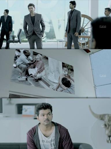 Kaththi meme template with Kathiresan / Jeevanandham (Vijay)