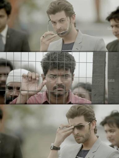 Kaththi meme template with Kathiresan / Jeevanandham (Vijay)