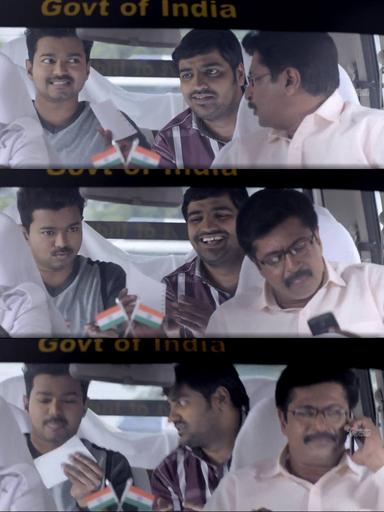 Kaththi meme template with Kathiresan / Jeevanandham (Vijay)