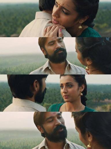 Kodi meme template with Kodi & Anbu (Dhanush) with Rudhra (Trisha Krishnan) with Malathi (Anupama Parameswaran)