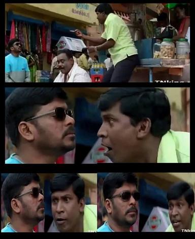 Kundakka Mandakka meme template with 'Ilango' Ilangovan (R. Parthiban) with Chellappa (Vadivelu)