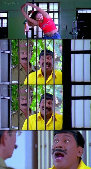 Kuselan meme template with 'Saloon Kadai' Shanmugam (Vadivelu) with Constable (Manobala)