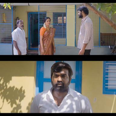 The Great Man meme template with Radhakrishnan (Vijay Sethupathi) with  (Gayathrie Shankar)