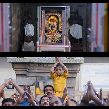 The Great Man meme template with Radhakrishnan (Vijay Sethupathi) with Nithya (Manasvi Kottachi)