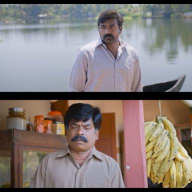 The Great Man meme template with Radhakrishnan (Vijay Sethupathi) with  (Saravana Sakthi)