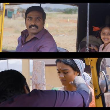 The Great Man meme template with Radhakrishnan (Vijay Sethupathi) with  (Gayathrie Shankar)