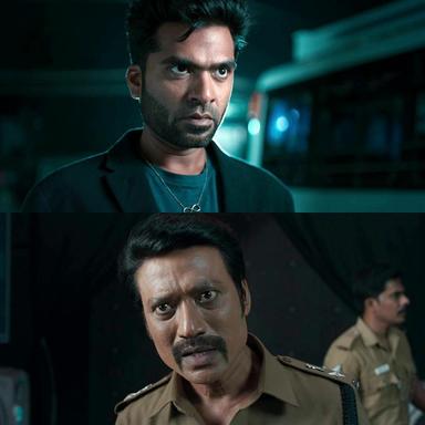 Maanaadu meme template with Dhanushkodi (S. J. Suryah) with Abdul Khaaliq (Silambarasan)