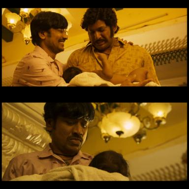 Mark Antony meme template with Mark/Antony (Vishal Krishna) with Jackie Pandian / Madhan Pandiyan (S. J. Suryah)