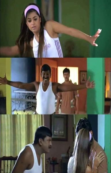 Marudhamalai meme template with Encounter Ekambaram (Vadivelu) with Marudhamalai (Arjun Sarja)