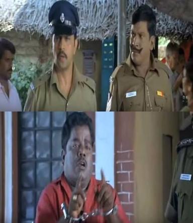 Marudhamalai meme template with Encounter Ekambaram (Vadivelu) with Marudhamalai (Arjun Sarja)