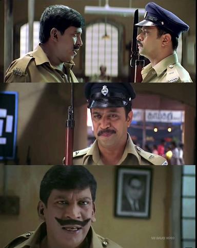 Marudhamalai meme template with Encounter Ekambaram (Vadivelu) with Marudhamalai (Arjun Sarja)