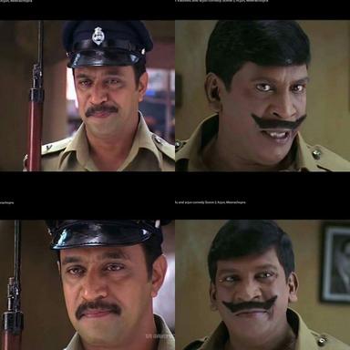 Marudhamalai meme template with Encounter Ekambaram (Vadivelu) with Marudhamalai (Arjun Sarja)