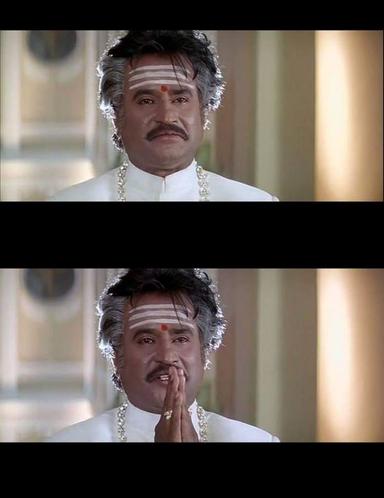 Muthu meme template with Muthu / Zamindar (Muthu's father) (Rajinikanth)