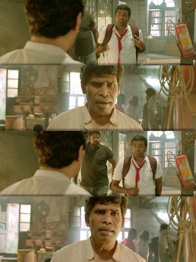 Naanum Rowdydhaan meme template with 'Pondy' Pandi (Vijay Sethupathi) with Pondicherry Don (Anandaraj)