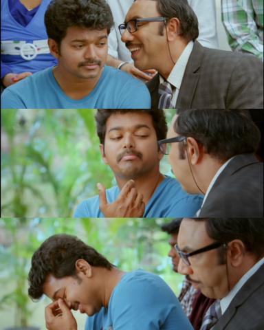 Nanban meme template with Panchavan "Pari" Pariventhan/Kosaksi "Pappu" Pasapugazh (Vijay) with Virumandi Santhanam (Virus) (Sathyaraj)