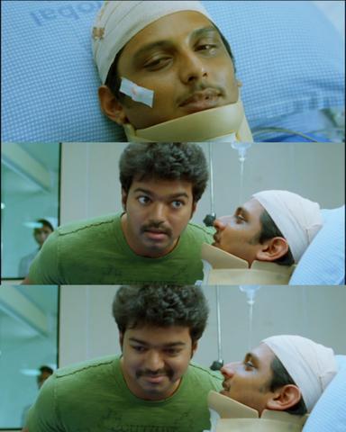 Nanban meme template with Panchavan "Pari" Pariventhan/Kosaksi "Pappu" Pasapugazh (Vijay) with Sevarkodi Senthil (Jiiva)