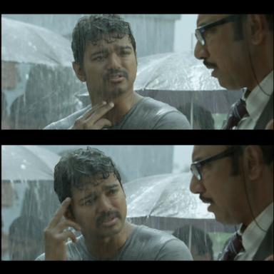 Nanban meme template with Panchavan "Pari" Pariventhan/Kosaksi "Pappu" Pasapugazh (Vijay) with Virumandi Santhanam (Virus) (Sathyaraj)