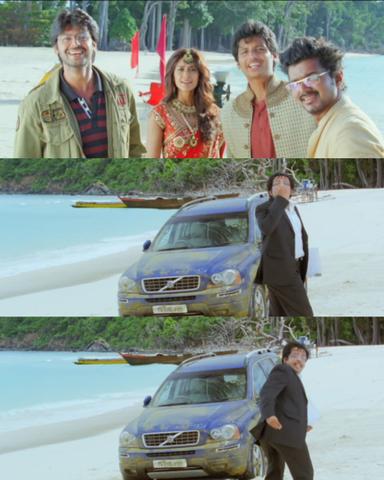 Nanban meme template with Panchavan "Pari" Pariventhan/Kosaksi "Pappu" Pasapugazh (Vijay) with Sevarkodi Senthil (Jiiva) with Venkat Ramakrishnan (Srikanth) with Ria Santhanam (Ileana D'Cruz) with Srivatsan (Silencer) (Sathyan Sivakumar)