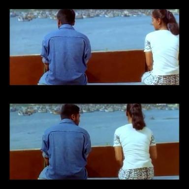 Nandha meme template with Nandha (Suriya) with Kalyani (Laila)