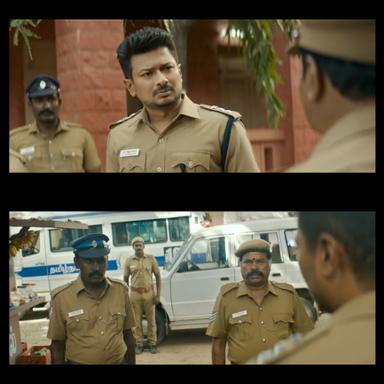 Nenjuku Needhi meme template with Vijayragavan IPS (Udhayanidhi Stalin) with  (Mayilsamy)