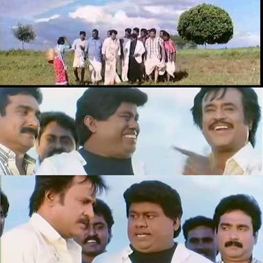 Padayappa meme template with Azhagesan (Senthil) with Padayappa (Rajinikanth)