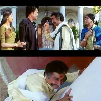 Padayappa meme template with Azhagesan (Senthil) with Padayappa (Rajinikanth)