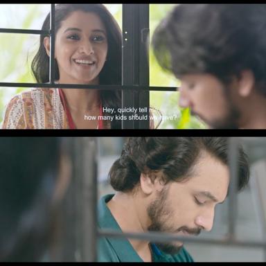 Pathu Thala meme template with Shaktivel (Gautham Karthik) with Leela Thompson (Priya Bhavani Shankar)