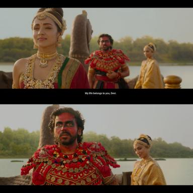 Ponniyin Selvan: Part I meme template with Kundavai (Trisha Krishnan) with Vanthiyathevan (Karthi)