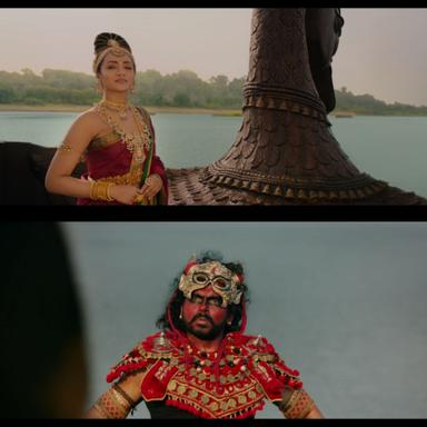 Ponniyin Selvan: Part I meme template with Vanthiyathevan (Karthi) with Kundavai (Trisha Krishnan)