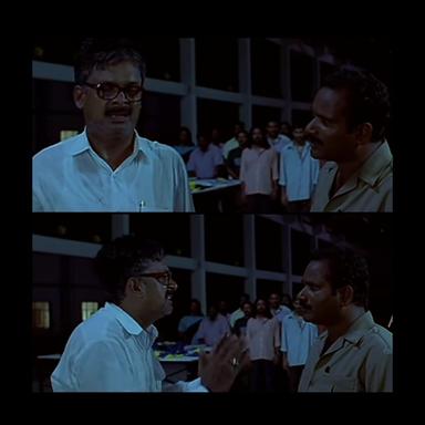 Pudhupettai meme template with Thamizhselvan (N. Azhagamperumal) with 'Kokki' Kumar (Dhanush)