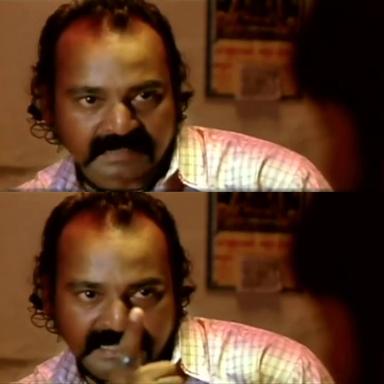 Pudhupettai meme template with Thamizhselvan (N. Azhagamperumal) with 'Kokki' Kumar (Dhanush)