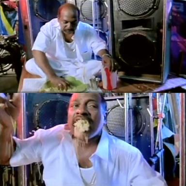 Pudhupettai meme template with Thamizhselvan (N. Azhagamperumal) with 'Kokki' Kumar (Dhanush)