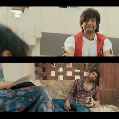 Raja Rani meme template with John (Arya) with Keerthana (Nazriya Nazim Fahadh) with Sarathy (Santhanam)