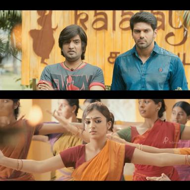 Raja Rani meme template with John (Arya) with Sarathy (Santhanam) with Keerthana (Nazriya Nazim Fahadh)