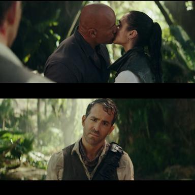 Red Notice meme template with John Hartley (Dwayne Johnson) with Nolan Booth (Ryan Reynolds) with Sarah Black / The Bishop (Gal Gadot)