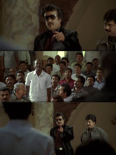 Sivaji: The Boss meme template with Sivaji Arumugam (Rajinikanth) with Arivu (Vivek)