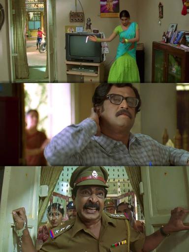 Sivaji: The Boss meme template with Sivaji Arumugam (Rajinikanth) with Arivu (Vivek)