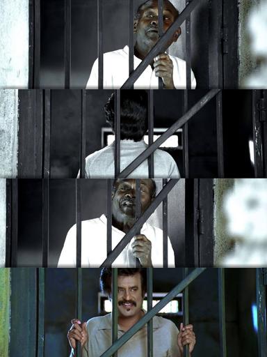 Sivaji: The Boss meme template with Sivaji Arumugam (Rajinikanth) with Arivu (Vivek)